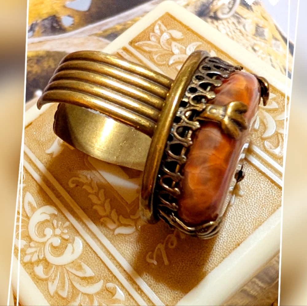 Retired Jan Michaels Leopard Jasper Ring - Picture 2 of 5